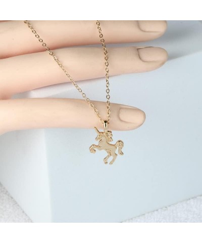 Cute Animal Image Pendant Necklace, Wish Card with Blessing Message, Best Friendship Gift for Women Girls Unicorn Gold $5.49 ...