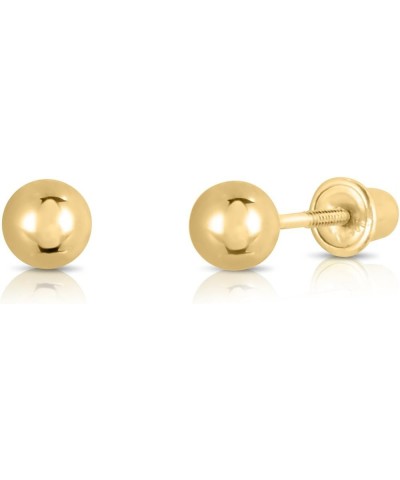 14k Yellow Gold Ball Stud Earrings with Secure Screw-backs 3mm $33.58 Earrings