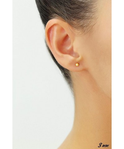 14k Yellow Gold Ball Stud Earrings with Secure Screw-backs 3mm $33.58 Earrings