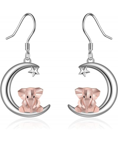 Sterling Silver Fox/Frog Earrings for Women Origami Fox/Frog Moon Dangle Drop Earrings for Women Mom elephant $15.68 Earrings