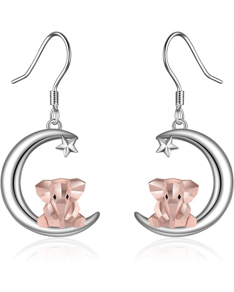 Sterling Silver Fox/Frog Earrings for Women Origami Fox/Frog Moon Dangle Drop Earrings for Women Mom elephant $15.68 Earrings