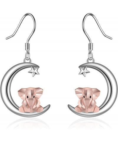 Sterling Silver Fox/Frog Earrings for Women Origami Fox/Frog Moon Dangle Drop Earrings for Women Mom elephant $15.68 Earrings