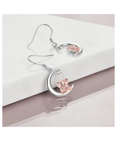 Sterling Silver Fox/Frog Earrings for Women Origami Fox/Frog Moon Dangle Drop Earrings for Women Mom elephant $15.68 Earrings