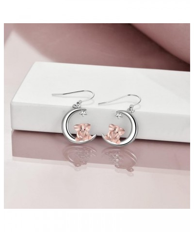 Sterling Silver Fox/Frog Earrings for Women Origami Fox/Frog Moon Dangle Drop Earrings for Women Mom elephant $15.68 Earrings