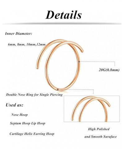 8-48PCS 316L Stainless Steel Nose Ring Double Nose Ring for Single Piercing Lip Daith Cartilage Helix Tragus Hoop Ring 22G-20...