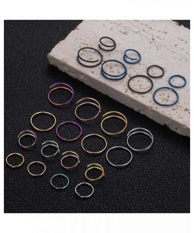 8-48PCS 316L Stainless Steel Nose Ring Double Nose Ring for Single Piercing Lip Daith Cartilage Helix Tragus Hoop Ring 22G-20...