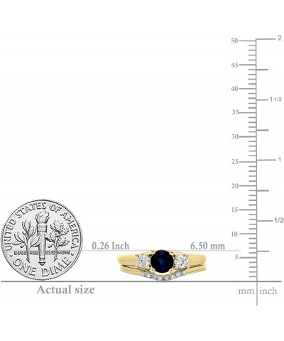 5mm Round Blue Sapphire & White Diamond 3 Stone Wedding Ring Set for Women in 14K Gold 6.5 Yellow Gold $385.31 Bracelets