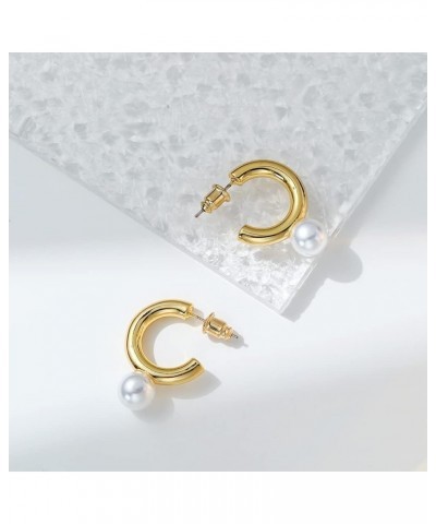 Gold Hoop Earrings For Women Cute Gold Earrings Chunky Hoop Earrings Imitation Pearl Earrings Costume Jewelry Gift Gold Hoop ...