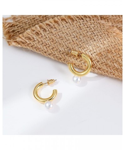 Gold Hoop Earrings For Women Cute Gold Earrings Chunky Hoop Earrings Imitation Pearl Earrings Costume Jewelry Gift Gold Hoop ...