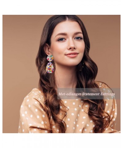 9 Colors Rhinestone Statement Earrings Big Teardrop Costume Earrings Formal Crystal Chandelier Drop Dangle Earrings for Women...