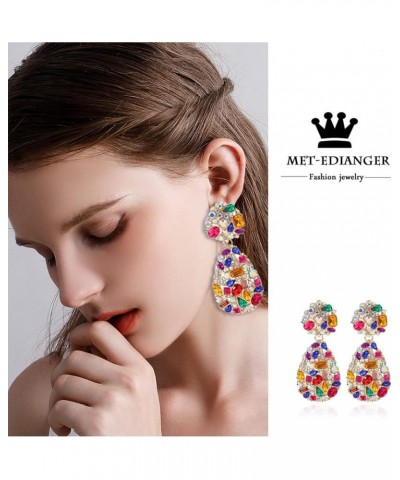 9 Colors Rhinestone Statement Earrings Big Teardrop Costume Earrings Formal Crystal Chandelier Drop Dangle Earrings for Women...