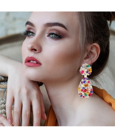 9 Colors Rhinestone Statement Earrings Big Teardrop Costume Earrings Formal Crystal Chandelier Drop Dangle Earrings for Women...