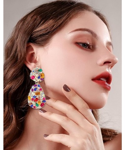 9 Colors Rhinestone Statement Earrings Big Teardrop Costume Earrings Formal Crystal Chandelier Drop Dangle Earrings for Women...