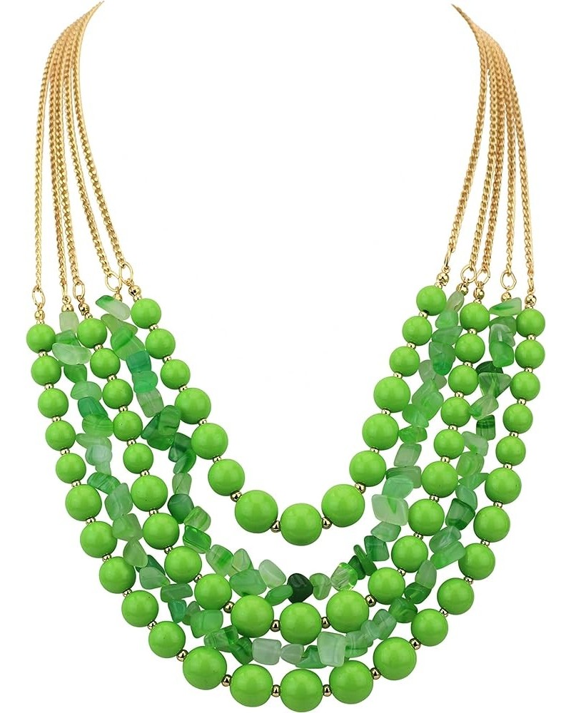 Long Statement Vintage 5 Layer Stone Acrylic Beads Necklace Women Tender green $10.50 Necklaces