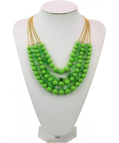 Long Statement Vintage 5 Layer Stone Acrylic Beads Necklace Women Tender green $10.50 Necklaces