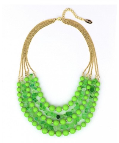 Long Statement Vintage 5 Layer Stone Acrylic Beads Necklace Women Tender green $10.50 Necklaces