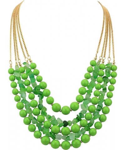 Long Statement Vintage 5 Layer Stone Acrylic Beads Necklace Women Tender green $10.50 Necklaces