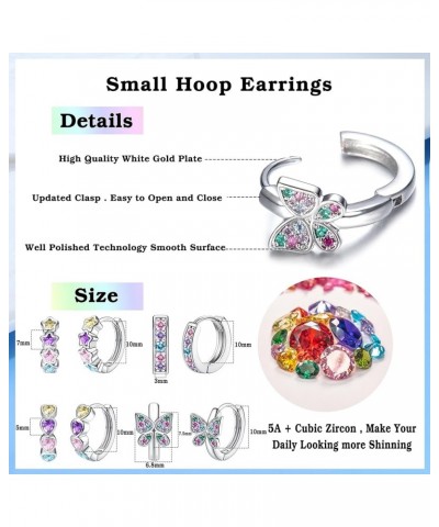 4 Pairs Hypoallergenic Hoop Earrings For Girls Women Small Huggie Earrings Double Love Heart Hoop Earrings Tiny Cute CZ Butte...