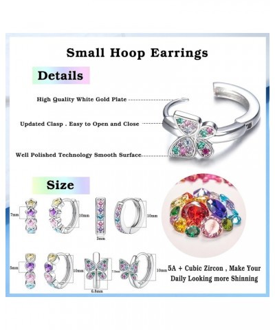 4 Pairs Hypoallergenic Hoop Earrings For Girls Women Small Huggie Earrings Double Love Heart Hoop Earrings Tiny Cute CZ Butte...