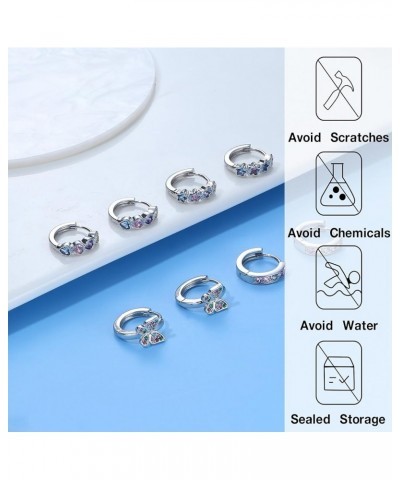 4 Pairs Hypoallergenic Hoop Earrings For Girls Women Small Huggie Earrings Double Love Heart Hoop Earrings Tiny Cute CZ Butte...