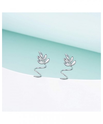 Leaf Wrap Earrings Sterling Silver Leaves Ear Crawler Earrings Hypoallergenic Stud Ear Climber Jackets Ear Cuffs Gifts for Wo...