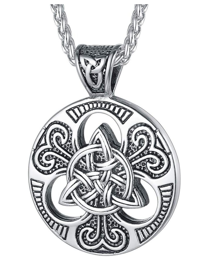 Irish Claddagh/Knot Pendant Necklace for Women Men Stainless Steel/18K Gold Plated Wicca Pentagram Talisman Jewelry Personali...