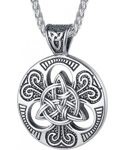 Irish Claddagh/Knot Pendant Necklace for Women Men Stainless Steel/18K Gold Plated Wicca Pentagram Talisman Jewelry Personali...