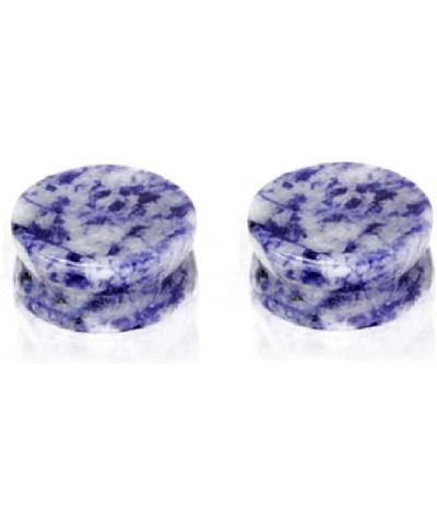 Blue and White Spotted Semi Precious Stone Solid Saddle Fit Plugs, Sold as a Pair 4mm (6GA) $8.63 Body Jewelry