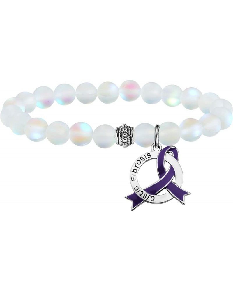 Cystic Fibrosis Awareness Gift Purple Ribbon Bracelet for CF Patients Support CF Warrior Jewelry Pulmonologist Gifts Cystic F...