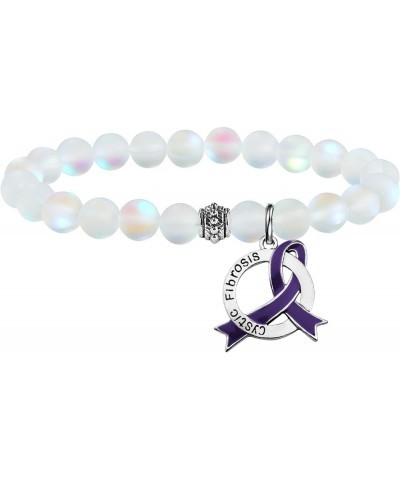 Cystic Fibrosis Awareness Gift Purple Ribbon Bracelet for CF Patients Support CF Warrior Jewelry Pulmonologist Gifts Cystic F...