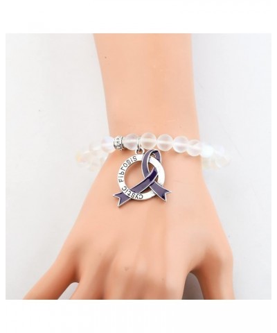 Cystic Fibrosis Awareness Gift Purple Ribbon Bracelet for CF Patients Support CF Warrior Jewelry Pulmonologist Gifts Cystic F...