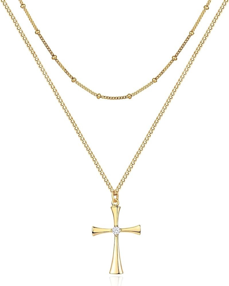 Gold Cross Necklace for Women Jewelry 14K Gold Plated Necklaces 2 Layered Necklace Dainty Cross Pendant Choker Necklace Trend...