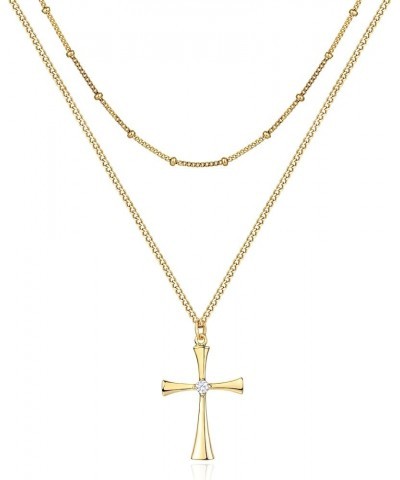 Gold Cross Necklace for Women Jewelry 14K Gold Plated Necklaces 2 Layered Necklace Dainty Cross Pendant Choker Necklace Trend...