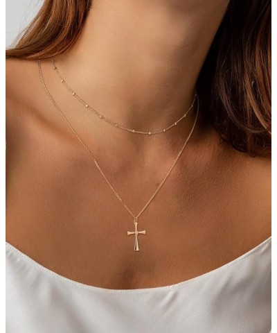 Gold Cross Necklace for Women Jewelry 14K Gold Plated Necklaces 2 Layered Necklace Dainty Cross Pendant Choker Necklace Trend...