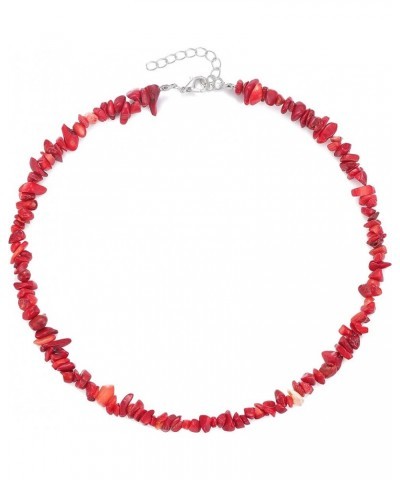 Transparent Crystal Natural Irregular Stone Choker Turquoise Beaded Necklace for Women Girls Jewelry Red Coral $4.58 Necklaces