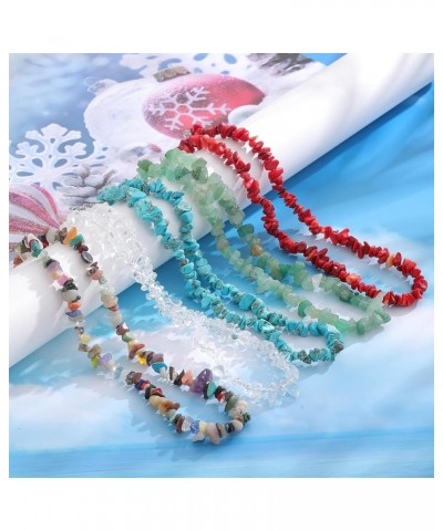 Transparent Crystal Natural Irregular Stone Choker Turquoise Beaded Necklace for Women Girls Jewelry Red Coral $4.58 Necklaces