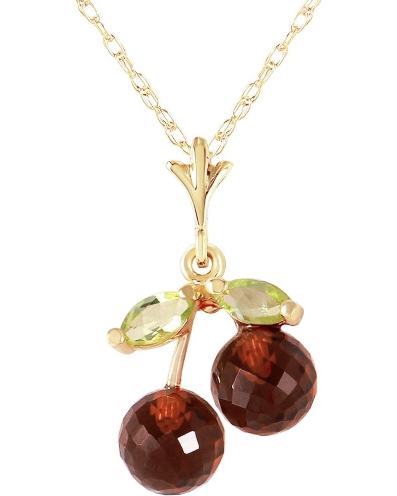 1.45 Carat 14k Solid Gold Cherry Pie Garnet Peridot Pendant Necklace 14.0 Inches $86.92 Necklaces