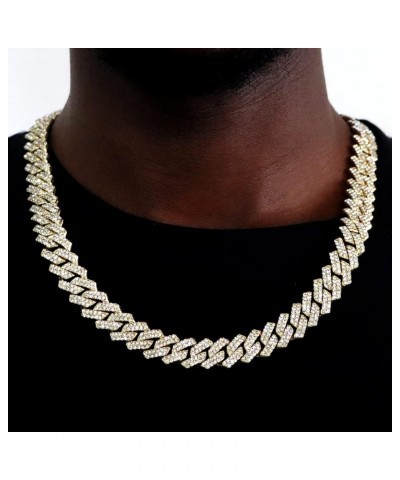 Miami Cuban Link Chain for Men 14mm Diamond Iced Out Cuban Link Chain Necklace Bracelet Hip Hop Jewelry Mens Women gold 16inc...