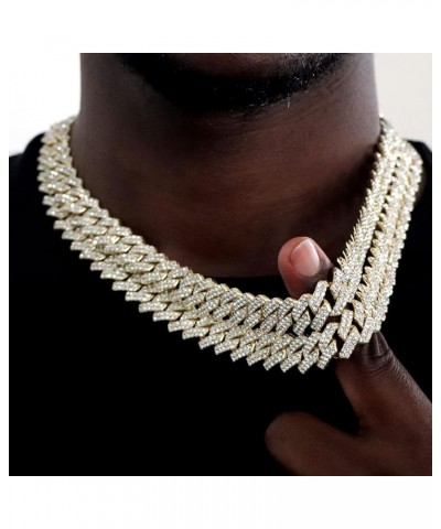 Miami Cuban Link Chain for Men 14mm Diamond Iced Out Cuban Link Chain Necklace Bracelet Hip Hop Jewelry Mens Women gold 16inc...