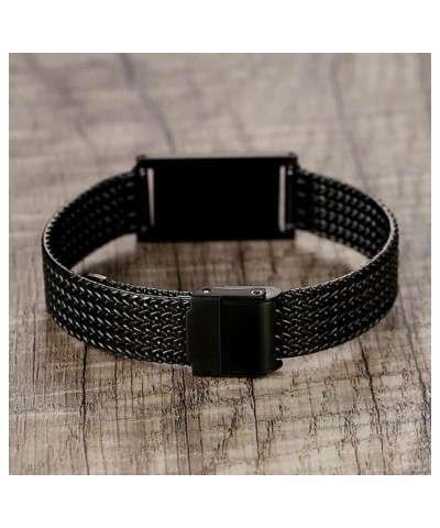 Medical Alert Bracelets for Men & Women Adjustable Stainless Steel Mesh Medical ID Bracelets Black diabetes on insulin $11.43...