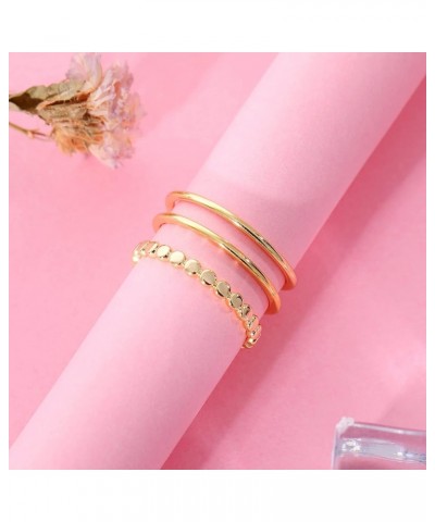 3PCS 14K Gold Plated Rings Stacking Ring for Women Stackable Thin Gold Ring Band Thumb Pointer Finger Plain Ring Statement Ba...