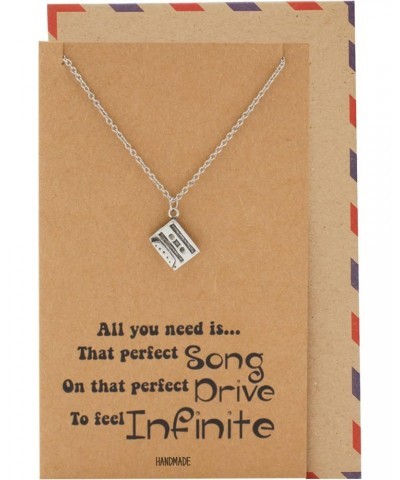 Gifts for Women Cassette Tape Pendant Necklace, Hip Hop Jewelry, Best Music Jewelry Gifts for Music Lovers with Greeting Card...