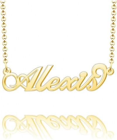 Name Necklace Personalized Gold Custom Name Plate Necklace Sterling Silver Alexis-Gold $19.37 Necklaces