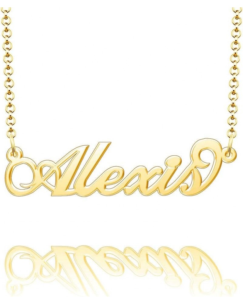 Name Necklace Personalized Gold Custom Name Plate Necklace Sterling Silver Alexis-Gold $19.37 Necklaces