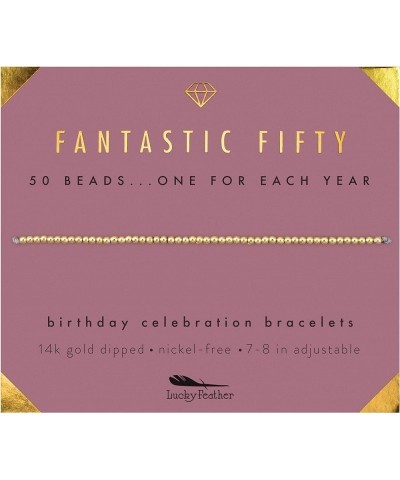 50th Birthday Gifts for Women Turning 50-14K Gold Dipped Beads Bracelet on Adjustable Cord, 50th Birthday Jewelry Gift Ideas ...