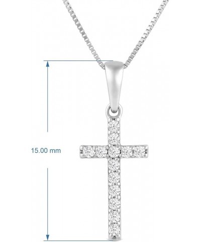 14K Solid Gold Cross | Pave Round Cut Cubic Zirconia Pendant Necklace | 15mm Long, 30 CTW | 16 Inch or 18 Inch Chain | With G...