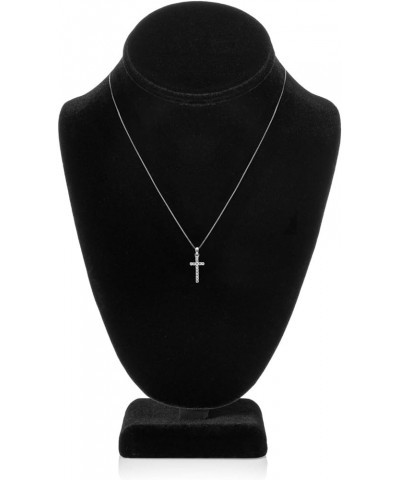 14K Solid Gold Cross | Pave Round Cut Cubic Zirconia Pendant Necklace | 15mm Long, 30 CTW | 16 Inch or 18 Inch Chain | With G...