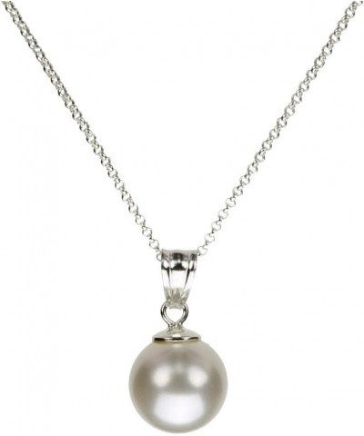 Sterling Silver Cable Chain Necklace 10mm Crystal Simulated Pearl Pendant 20 inches $8.79 Others