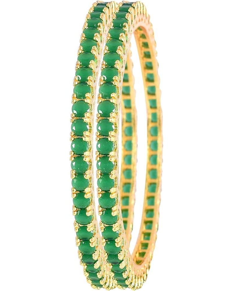 CZ Zirconia Gold Tone Red Green Blue Bollywood Wedding Indian Bangles Jewelry Women Green 2.8 Inches $13.23 Bracelets