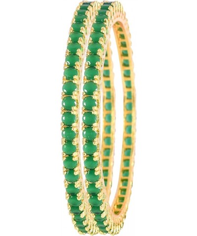 CZ Zirconia Gold Tone Red Green Blue Bollywood Wedding Indian Bangles Jewelry Women Green 2.8 Inches $13.23 Bracelets